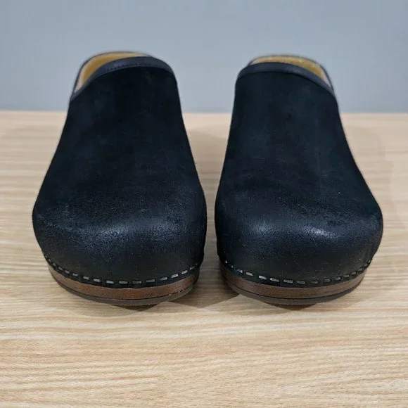 Dansko Clog Brenna Burnished Suede Womens Slip On Black Nubuck EU Size 41 Shoe - Picture 4 of 11